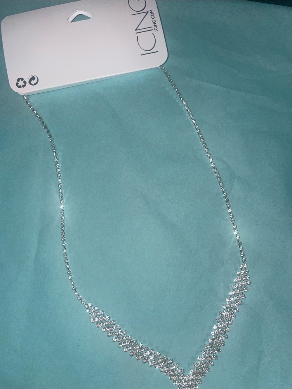 Icing Silver Crystal Vee Necklace